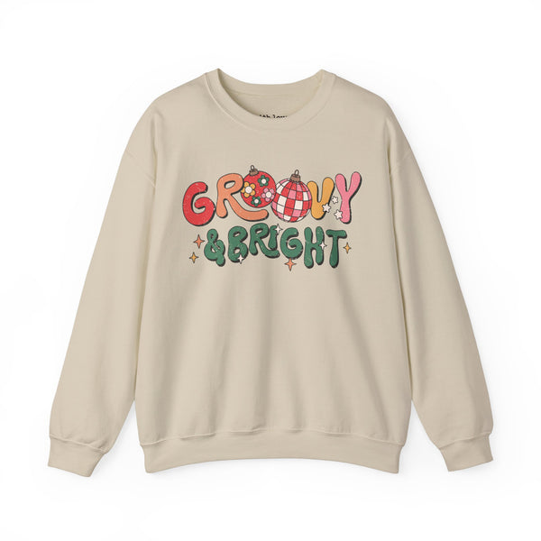 Groovy and Bright Retro Christmas Unisex Heavy Blend Crewneck Sweatshirt