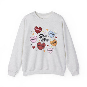 You Are Affirmation Candy Hearts Valentine Unisex Heavy Blend Crewneck Sweatshirt