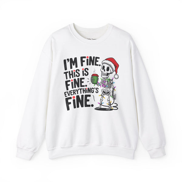 I’m Fine. This is Fine. Everything’s Fine. Christmas Skeleton Unisex Heavy Blend Crewneck Sweatshirt