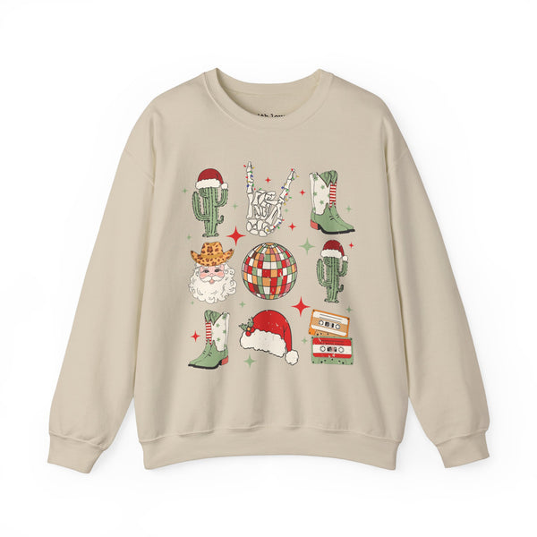 Western Disco Christmas Unisex Heavy Blend Crewneck Sweatshirt