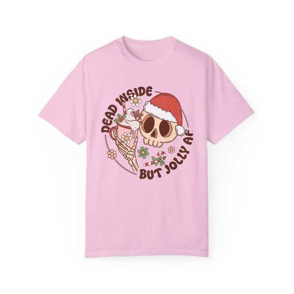 Dead Inside but Jolly AF Skull Christmas Comfort Colors Unisex Garment-Dyed T-shirt