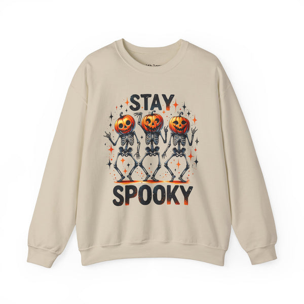 Stay Spooky Dancing Skeleton Pumpkins Halloween Fall Unisex Heavy Blend Crewneck Sweatshirt