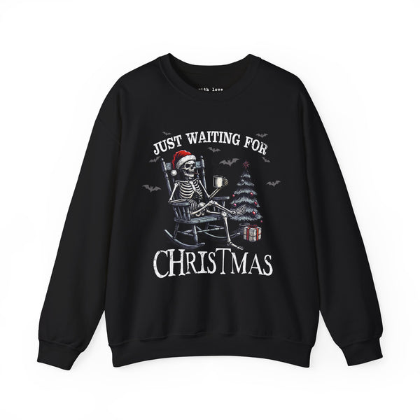 Just Waiting For Christmas Skeleton Unisex Heavy Blend Crewneck Sweatshirt