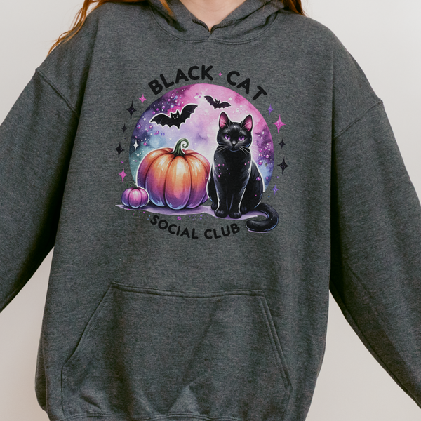 Black Cat Social Club Halloween Unisex Heavy Blend Hooded Sweatshirt