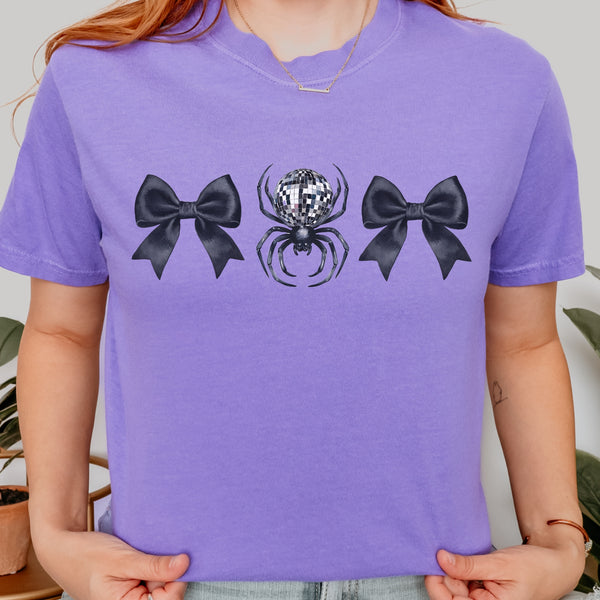 Disco Spider Bows Coquette Halloween Comfort Colors Unisex Garment-Dyed T-shirt