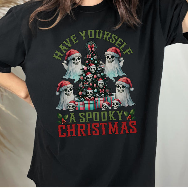 Have Yourself a Spooky Christmas Ghost Comfort Colors Unisex Garment-Dyed T-shirt