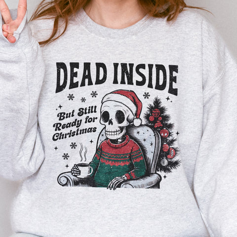 Dead Inside but Still Ready for Christmas Skeleton Unisex Heavy Blend Crewneck Sweatshirt