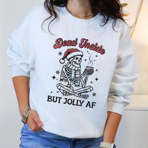 Dead Inside but Jolly AF Christmas Skeleton Unisex Heavy Blend Crewneck Sweatshirt