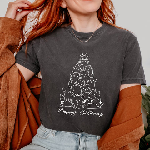 Merry Catmas Christmas Comfort Colors Unisex Garment-Dyed T-shirt