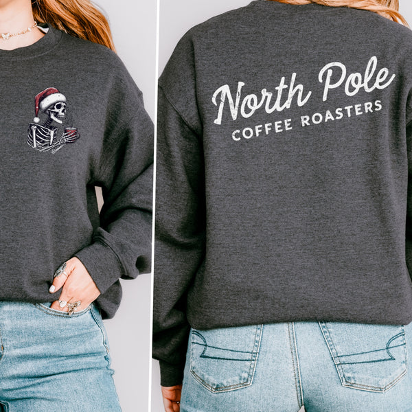 North Pole Coffee Roasters Christmas Skeleton Unisex Heavy Blend Crewneck Sweatshirt