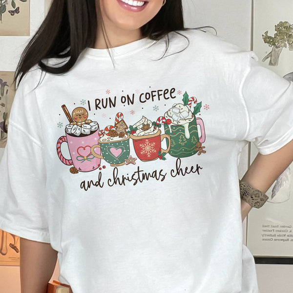 I Run On Coffee and Christmas Cheer Comfort Colors Unisex Garment-Dyed T-shirt