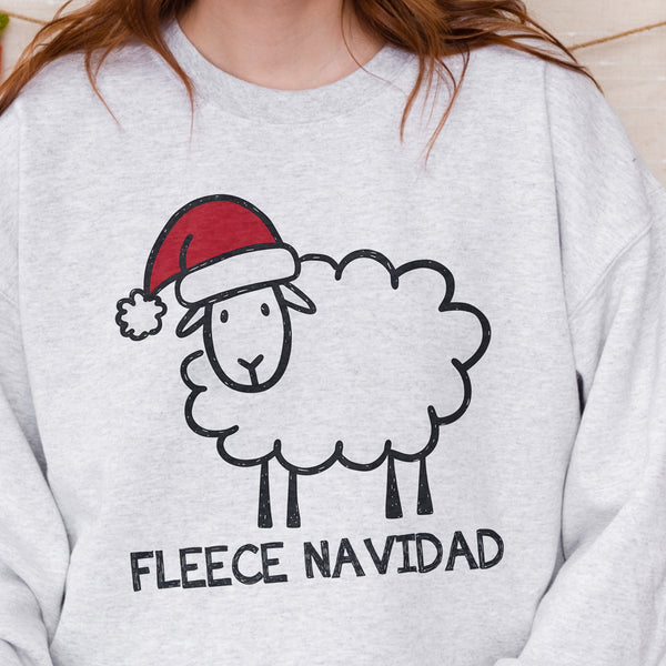 Fleece Navidad Funny Sheep Christmas Unisex Heavy Blend Crewneck Sweatshirt