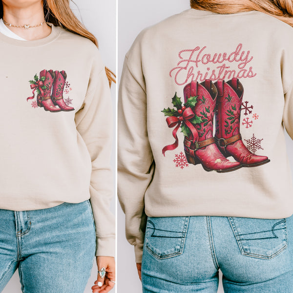 Howdy Christmas Western Unisex Heavy Blend Crewneck Sweatshirt