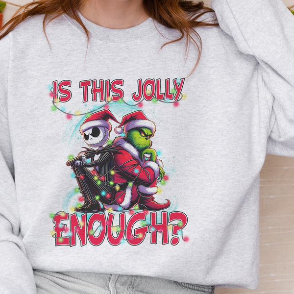 Is This Jolly Enough Christmas Skeleton Unisex Heavy Blend™ Crewneck Sweatshirt