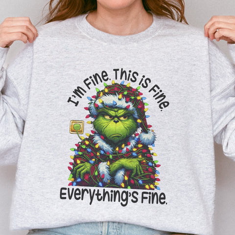 I’m Fine. This is Fine. Everything’s Fine. Christmas Unisex Heavy Blend Crewneck Sweatshirt