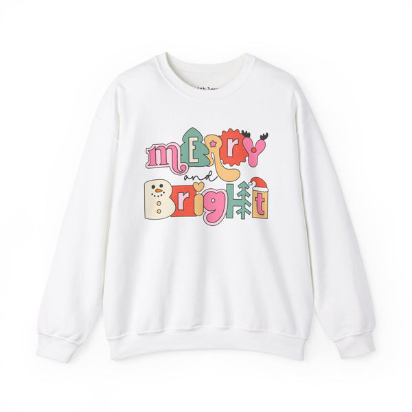 Merry and Bright Retro Christmas Unisex Heavy Blend Crewneck Sweatshirt