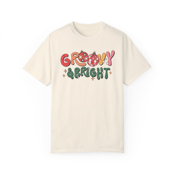 Groovy and Bright Retro Christmas Comfort Colors Unisex Garment-Dyed T-shirt