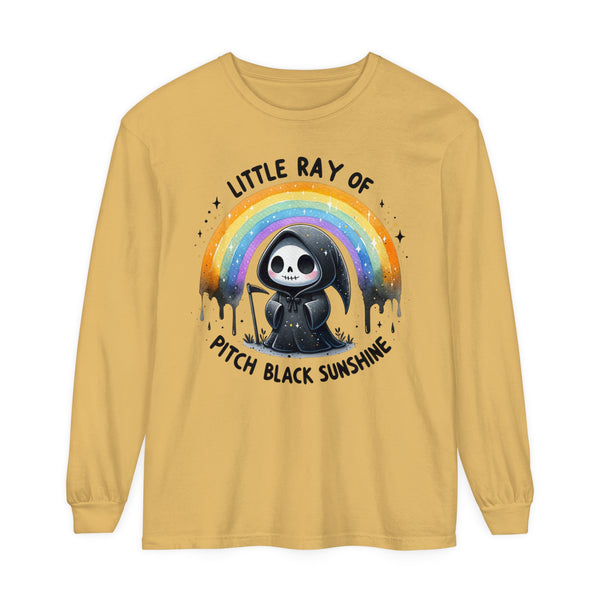 Little Ray of Pitch Black Sunshine Comfort Colors Unisex Garment-dyed Long Sleeve T-Shirt