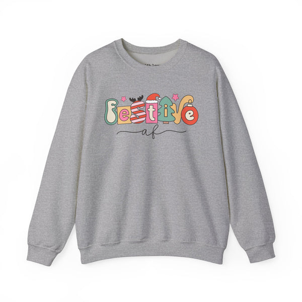 Festive AF Retro Christmas Unisex Heavy Blend Crewneck Sweatshirt