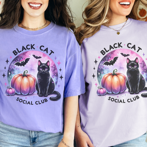 Black Cat Social Club Halloween Comfort Colors Unisex Garment-Dyed T-shirt