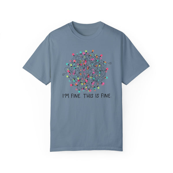 I’m Fine This is Fine Christmas Lights Comfort Colors Unisex Garment-Dyed T-shirt