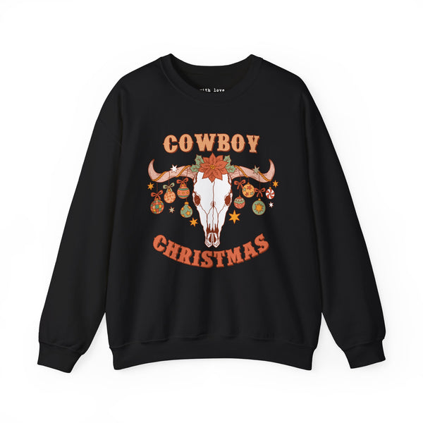 Cowboy Christmas Western Skull Unisex Heavy Blend Crewneck Sweatshirt