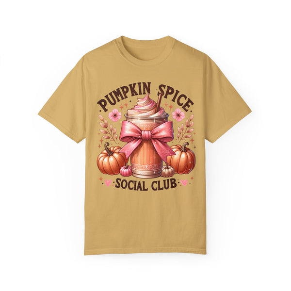 Pumpkin Spice Social Club Coquette Fall Comfort Colors Unisex Garment-Dyed T-shirt