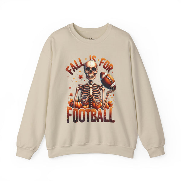 Fall is For Football Skeleton Autumn Leaves Unisex Heavy Blend Crewneck Sweatshirt