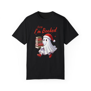 Sorry, I’m Booked Reading Ghost Christmas Comfort Colors Unisex Garment-Dyed T-shirt