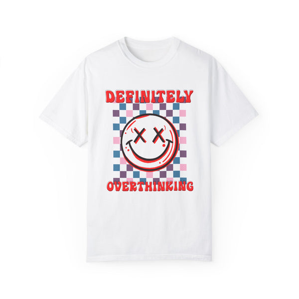 Definitely Overthinking Mental Health Checkered Comfort Colors Unisex Garment-Dyed T-shirt