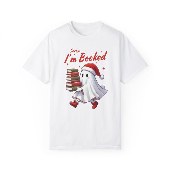 Sorry, I’m Booked Reading Ghost Christmas Comfort Colors Unisex Garment-Dyed T-shirt