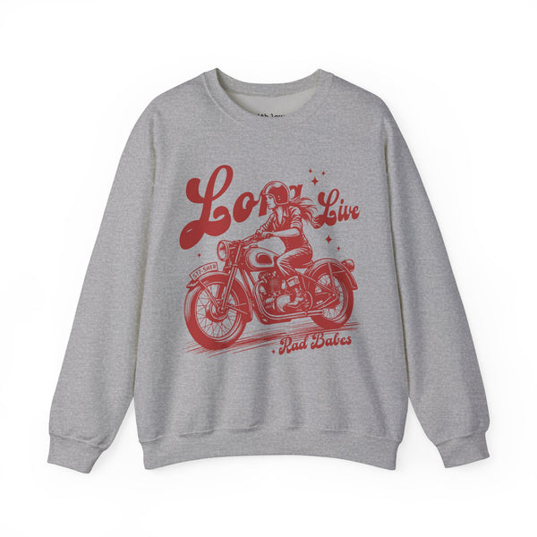 Long Live Rad Babes Feminist Motorcycle Unisex Heavy Blend Crewneck Sweatshirt