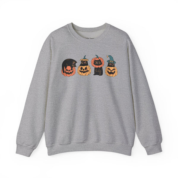 Black Cat Halloween Pumpkins Unisex Heavy Blend Crewneck Sweatshirt