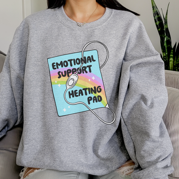 Emotional Support Heating Pad Mental Health Funny Tummy Hurts Unisex Heavy Blend Crewneck Sweatshirt