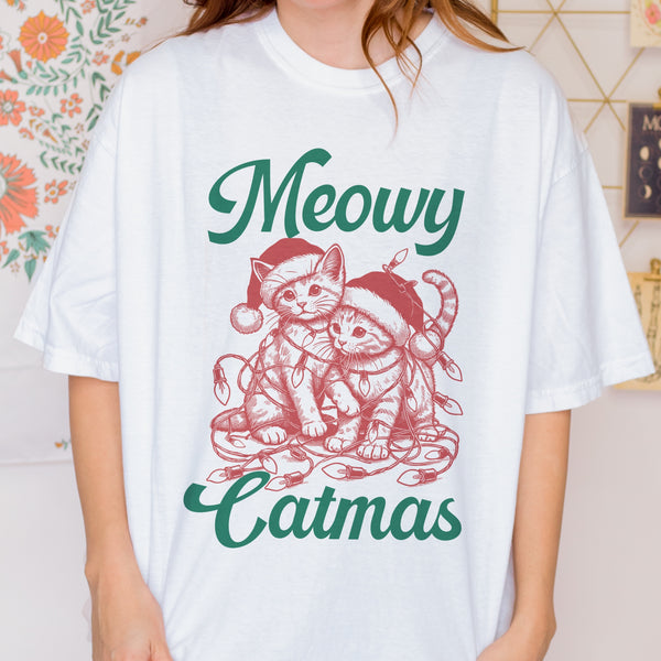 Meowy Catmas Christmas Comfort Colors Unisex Garment-Dyed T-shirt