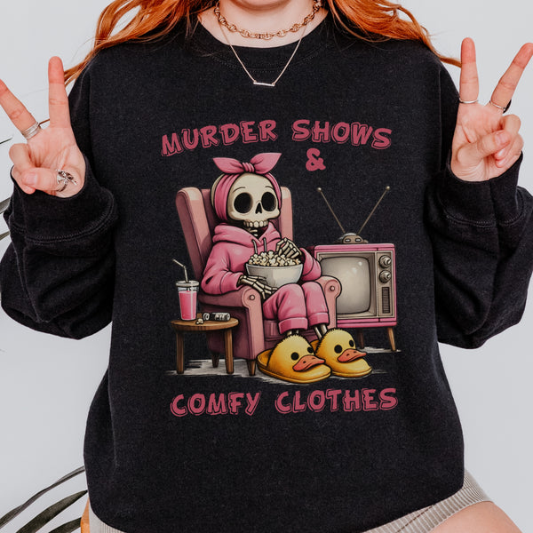 Murder Shows and Comfy Clothes True Crime Unisex Heavy Blend Crewneck Sweatshirt