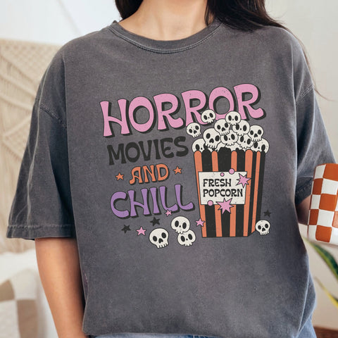 Horror Movies and Chill Comfort Colors Unisex Garment-Dyed T-shirt