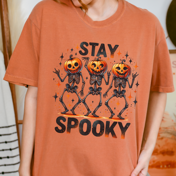 Stay Spooky Dancing Pumpkins Halloween Comfort Colors Unisex Garment-Dyed T-shirt