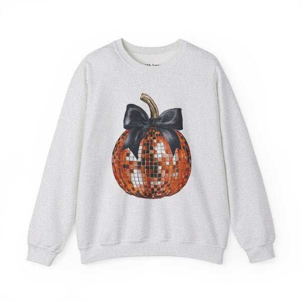 Disco Pumpkin Bow Unisex Heavy Blend Crewneck Sweatshirt