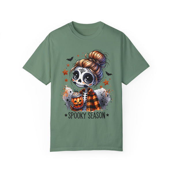 Spooky Season Sugar Skull Pumpkin Spice Halloween Fall Comfort Colors Unisex Garment-Dyed T-shirt