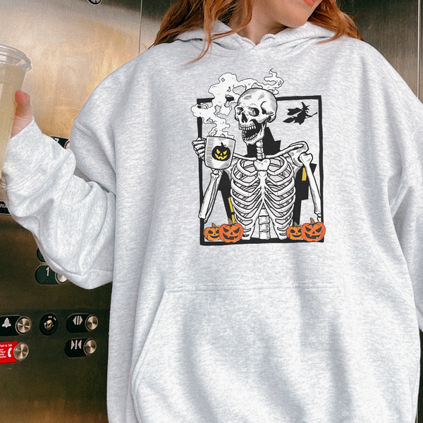 Skeleton Coffee Halloween Unisex Heavy Blend Hooded Sweatshirt