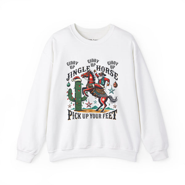 Giddy Up Jingle Horse Western Christmas Unisex Heavy Blend Crewneck Sweatshirt