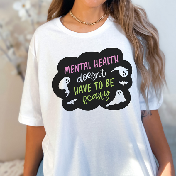 Mental Health Doesn’t Have to Be Scary Halloween Ghost Bella Canvas Unisex Short Sleeve Tee
