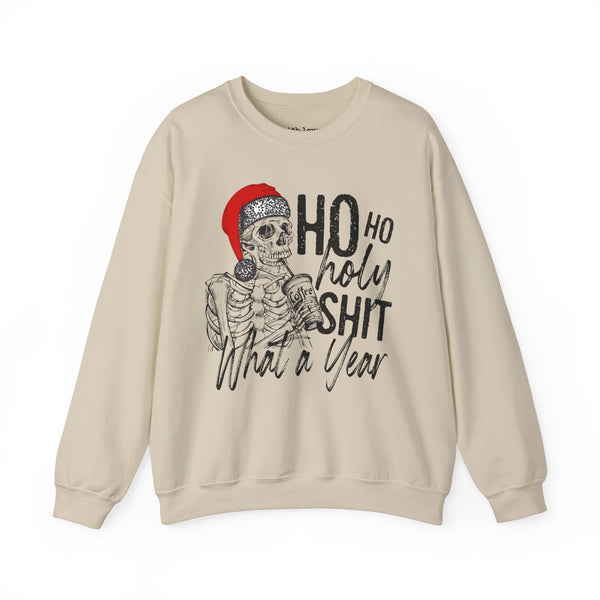 Ho Ho Holy Sh*t What a Year Skeleton Christmas Unisex Heavy Blend Crewneck Sweatshirt