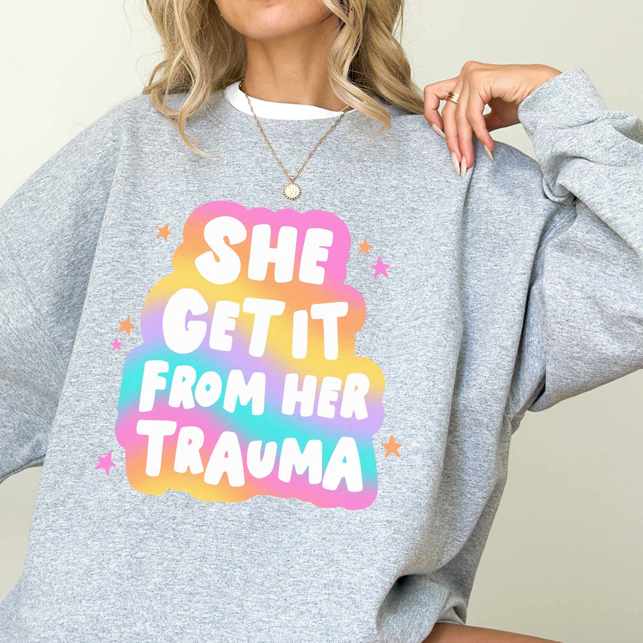 She Get It From Her Trauma Mental Health Healing Unisex Heavy Blend Crewneck Sweatshirt
