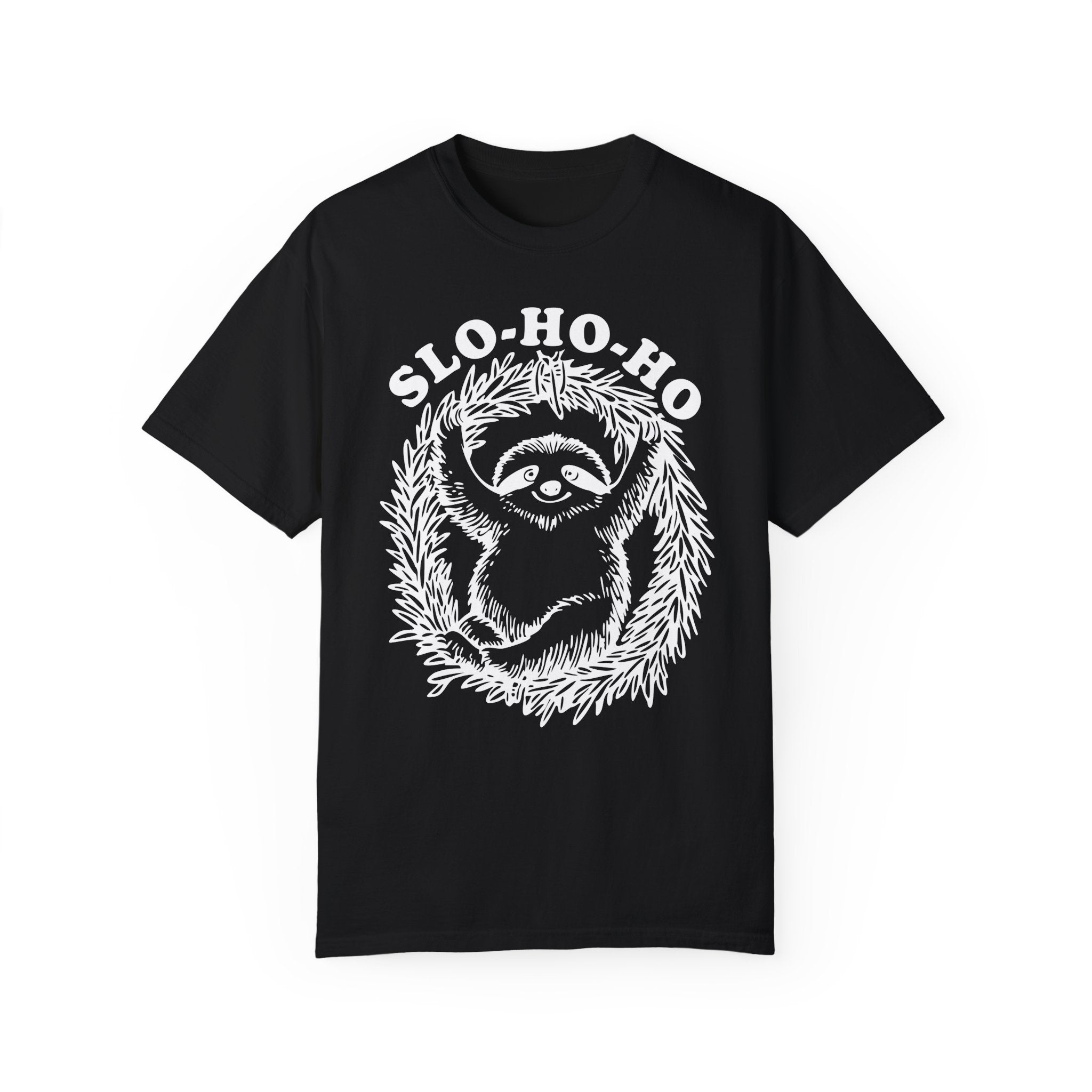 Slo Ho Ho Sloth Christmas Comfort Colors Unisex Garment-Dyed T-shirt