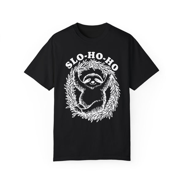 Slo Ho Ho Sloth Christmas Comfort Colors Unisex Garment-Dyed T-shirt