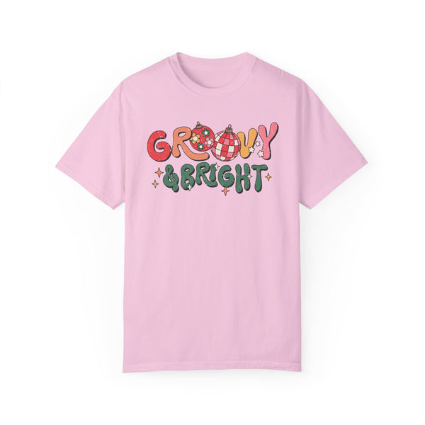 Groovy and Bright Retro Christmas Comfort Colors Unisex Garment-Dyed T-shirt