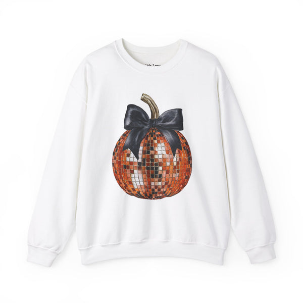 Disco Pumpkin Bow Unisex Heavy Blend Crewneck Sweatshirt