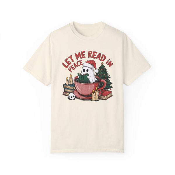 Let Me Read in Peace Christmas Ghost Comfort Colors Unisex Garment-Dyed T-shirt